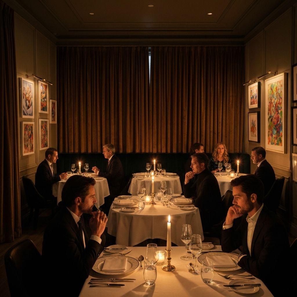 Restaurant dining room by candlelight